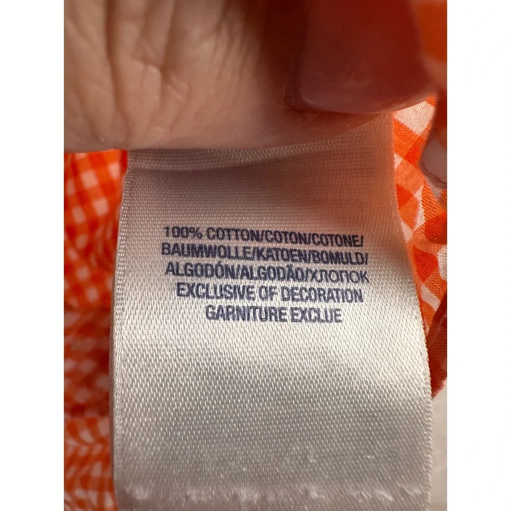 Ralph Lauren Gingham Button Down Shirt 3T Orange White Check Long Sleeve Toddler